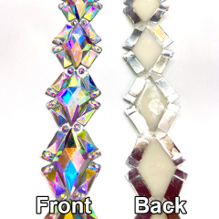 Rhombus Shaped Jeweled Crystal Applique Trim Wholesale