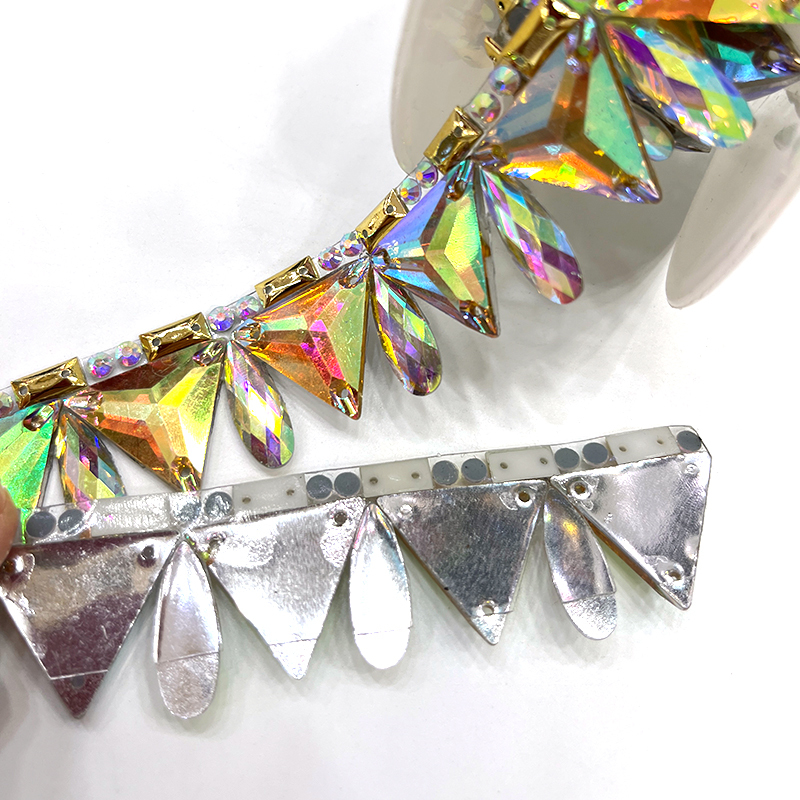 Rhombus Shaped Jeweled Crystal Applique Trim Wholesale