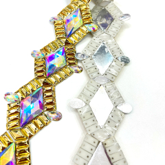 Rhombus Shaped Jeweled Crystal Applique Trim Wholesale