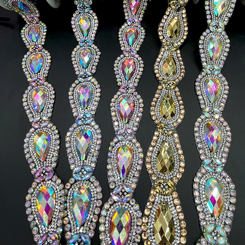 Bling Drop Shaped Gem Trim Iron On Clothes Shoes Supplier