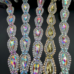Bling Drop Shaped Gem Trim Iron On Clothes Shoes Supplier