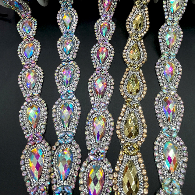 Bling Drop Shaped Gem Trim Iron On Clothes Shoes Supplier