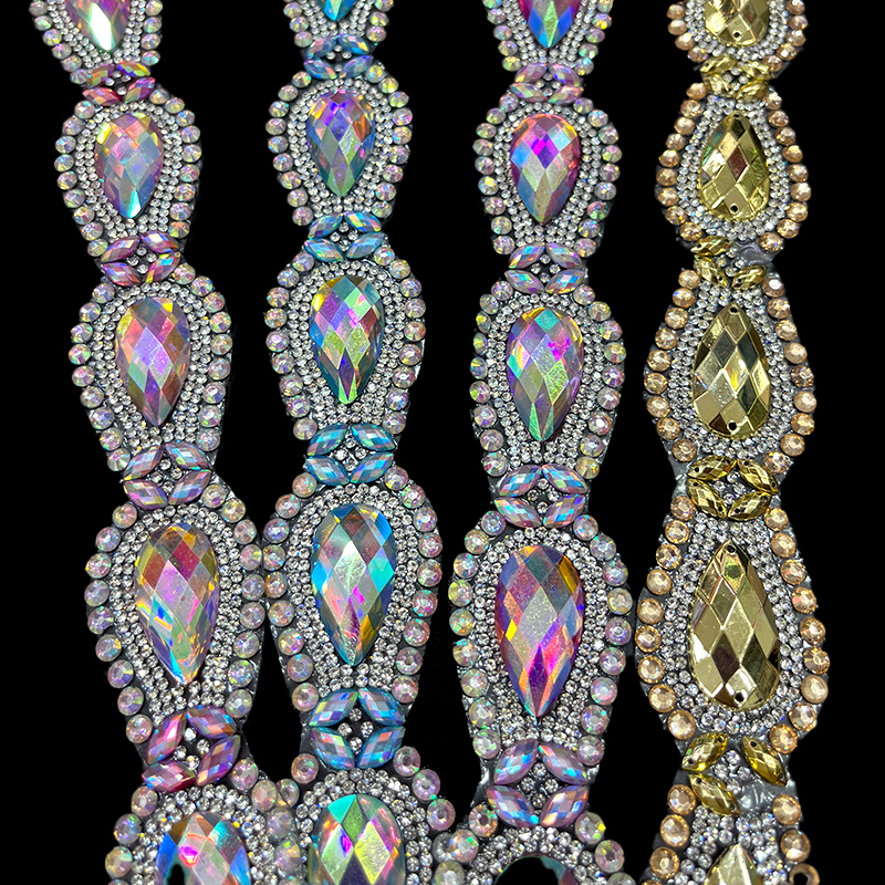 Bling Drop Shaped Gem Trim Iron On Clothes Shoes Supplier
