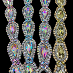 Bling Drop Shaped Gem Trim Iron On Clothes Shoes Supplier