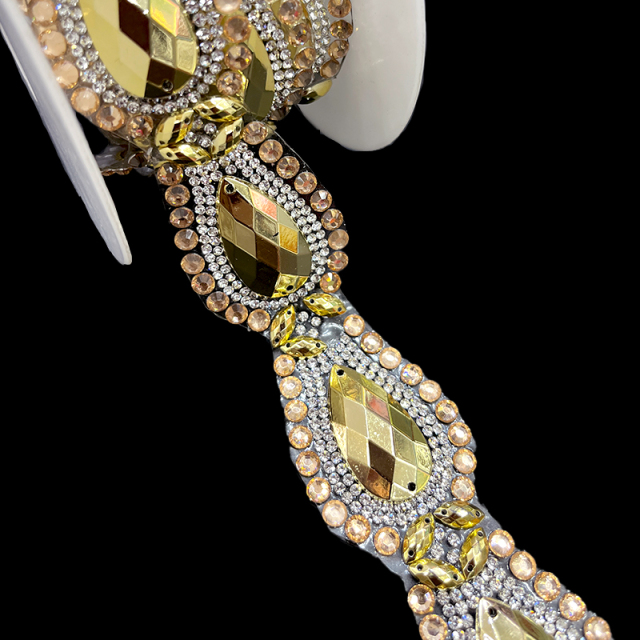 Bling Drop Shaped Gem Trim Iron On Clothes Shoes Supplier