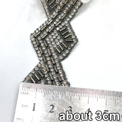 Black Beaded Rhinestone Applique Trimming By The Yard Exporter