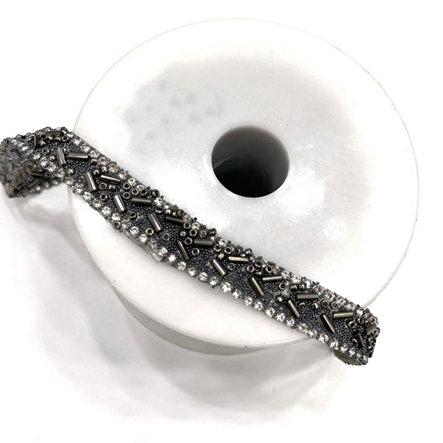 Black Beaded Crystal Chain Trim for Shoe Bag Decor Wholesale