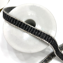 Black Beaded Crystal Chain Trim for Shoe Bag Decor Wholesale