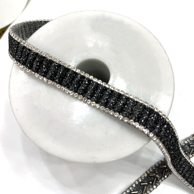 Black Beaded Crystal Chain Trim for Shoe Bag Decor Wholesale