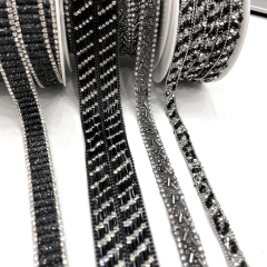 Black Beaded Crystal Chain Trim for Shoe Bag Decor Wholesale