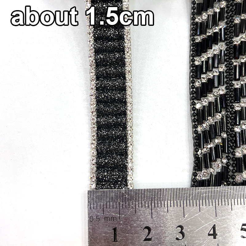 Black Beaded Crystal Chain Trim for Shoe Bag Decor Wholesale
