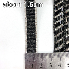 Black Beaded Crystal Chain Trim for Shoe Bag Decor Wholesale