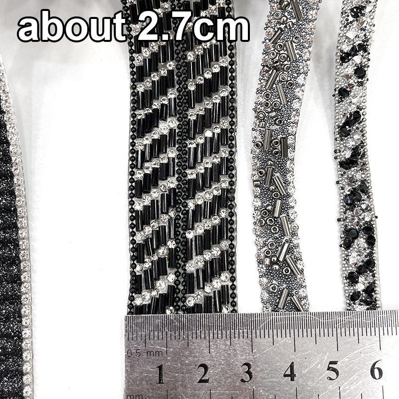 Black Beaded Crystal Chain Trim for Shoe Bag Decor Wholesale