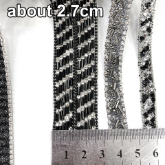 Black Beaded Crystal Chain Trim for Shoe Bag Decor Wholesale