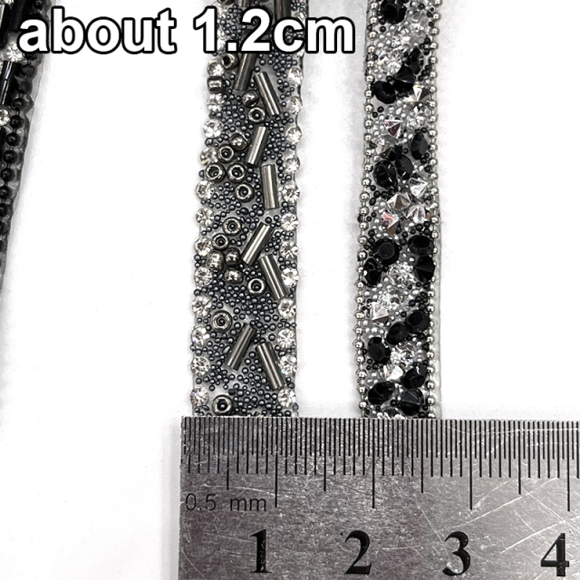 Black Beaded Crystal Chain Trim for Shoe Bag Decor Wholesale