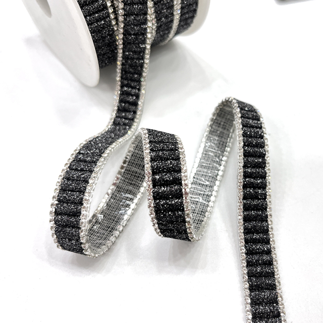 Black Beaded Crystal Chain Trim for Shoe Bag Decor Wholesale