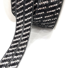 Black Beaded Crystal Chain Trim for Shoe Bag Decor Wholesale