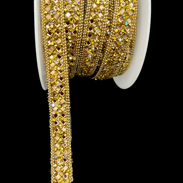 Luxury Gold Beaded Diamond Chain Trim for Clothing Supplier