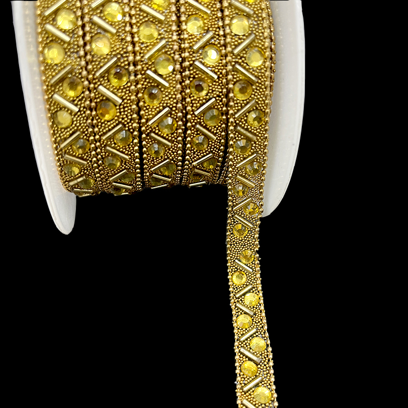 Luxury Gold Beaded Diamond Chain Trim for Clothing Supplier