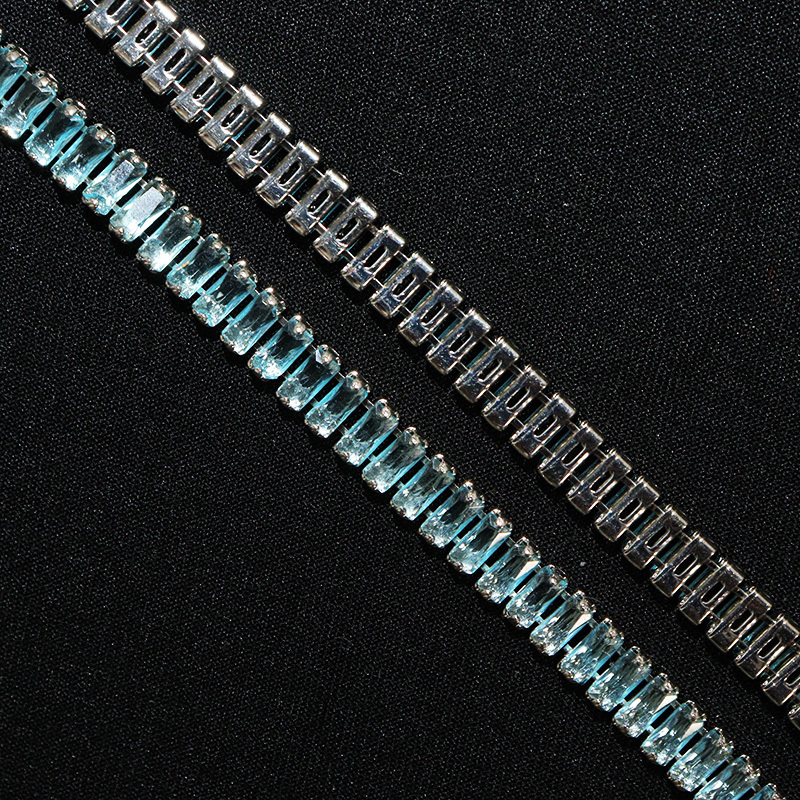 3*7mm Sparkly Baguette Zircon Rhinestone Chain Custom