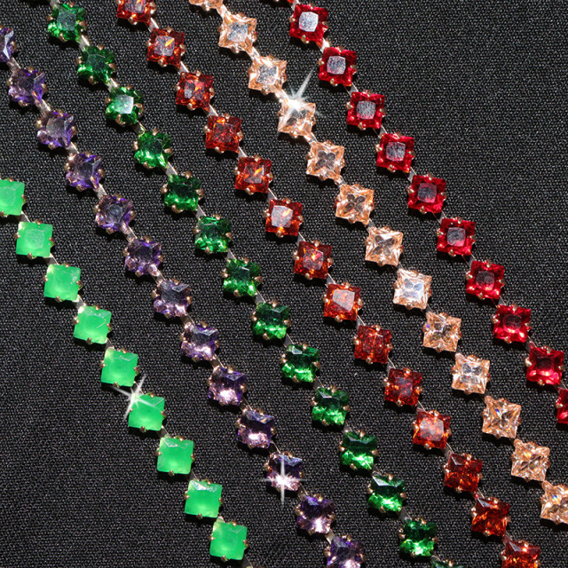 4*4mm Bling Rhinestone Zircon Chain for Jewelry Making Manufacturer
