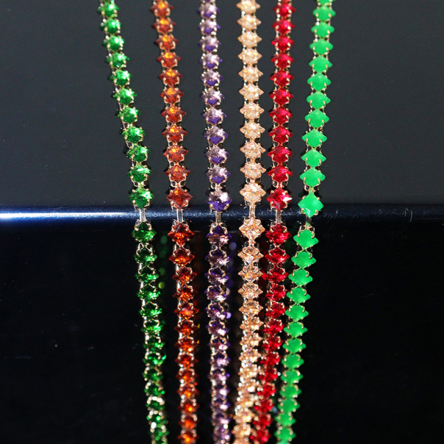 4*4mm Bling Rhinestone Zircon Chain for Jewelry Making Manufacturer