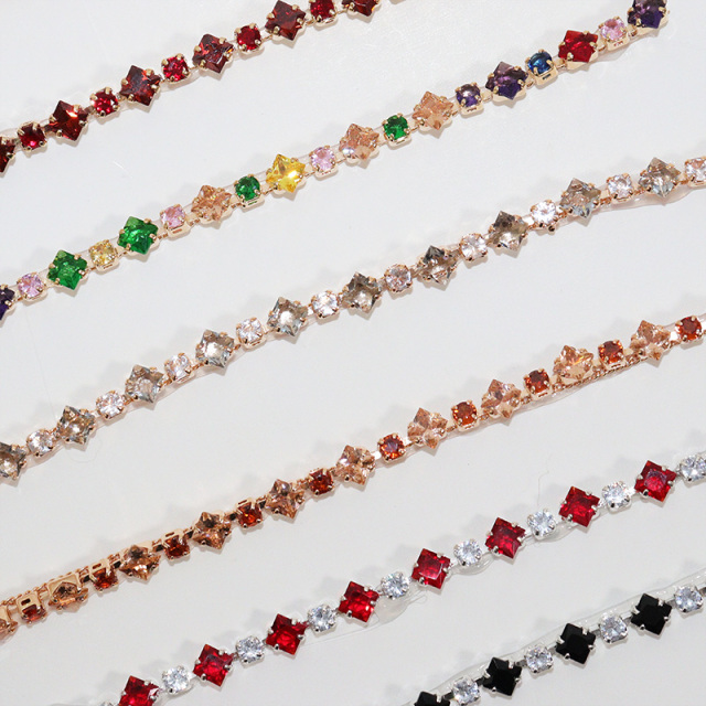 5.5mm Rainbow Color Shiny Bedazzled Diamante Zircon Chain for Making Jewelry Factory