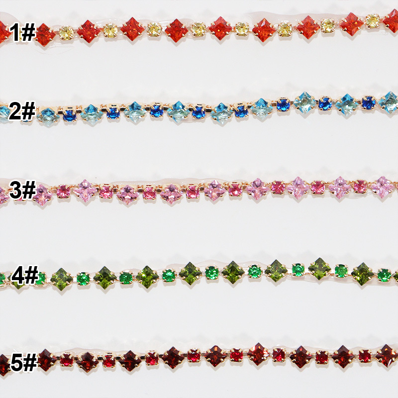 5.5mm Rainbow Color Shiny Bedazzled Diamante Zircon Chain for Making Jewelry Factory