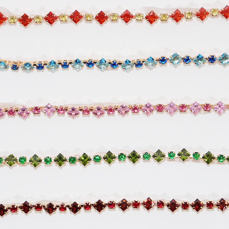 5.5mm Rainbow Color Shiny Bedazzled Diamante Zircon Chain for Making Jewelry Factory