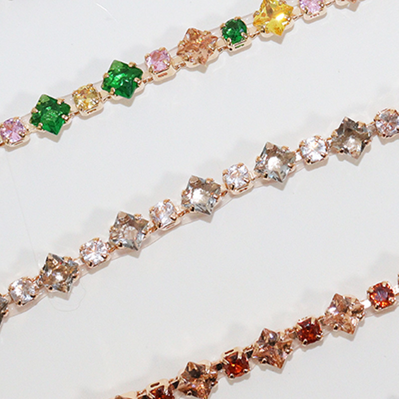 5.5mm Rainbow Color Shiny Bedazzled Diamante Zircon Chain for Making Jewelry Factory