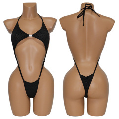 Sexy Backless Exotic Dancewear Bodysuit with Crystal Exporter