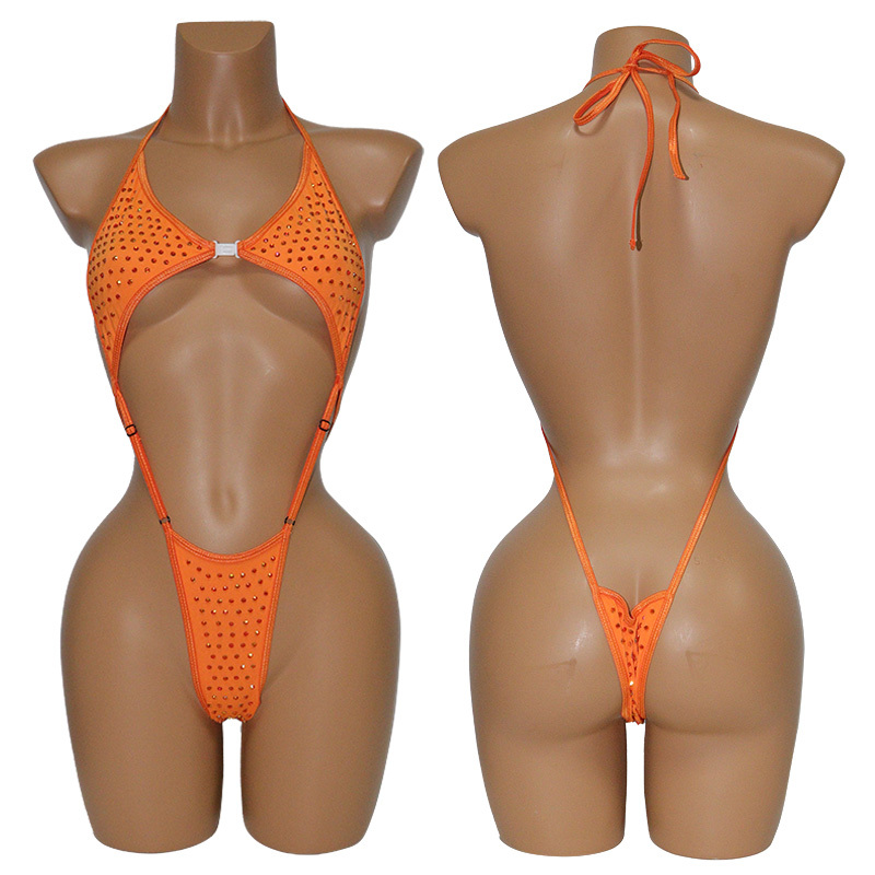 Sexy Backless Exotic Dancewear Bodysuit with Crystal Exporter