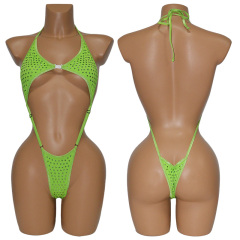 Sexy Backless Exotic Dancewear Bodysuit with Crystal Exporter