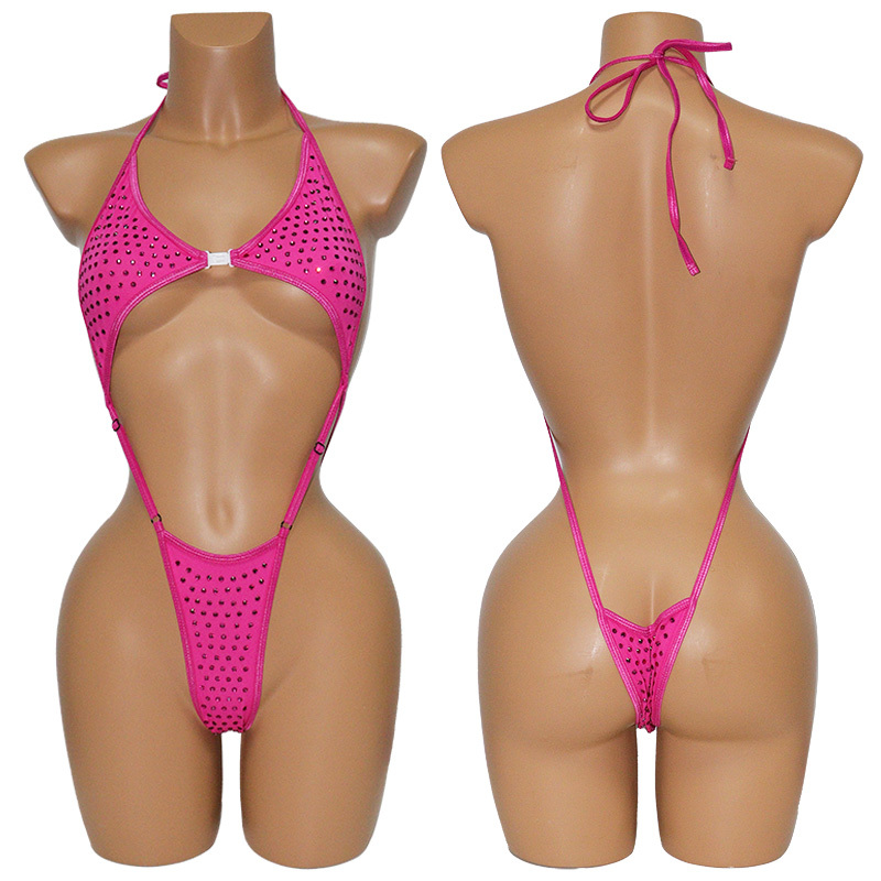 Sexy Backless Exotic Dancewear Bodysuit with Crystal Exporter