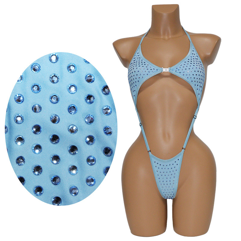 Sexy Backless Exotic Dancewear Bodysuit with Crystal Exporter