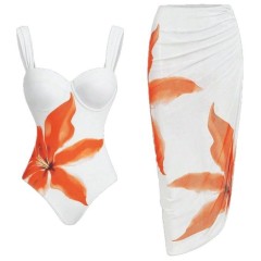Two Pieces Floral Print Swimwear Cover Up Maxi Long Skirt Wholesale