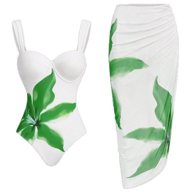 Two Pieces Floral Print Swimwear Cover Up Maxi Long Skirt Wholesale