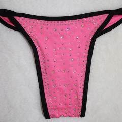 Women Pink Elastic Crystal Triangle Bikini for Stripper Wear Factory