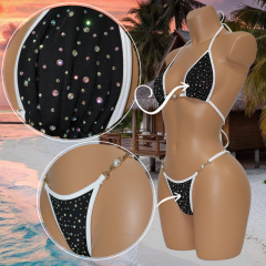 Sexy Diamond Rhinestone Micro Bikini Pole Dance Outfit Custom