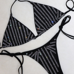 Black Diamond Two Piece Bikini Set Stripper Club Wear Exporter