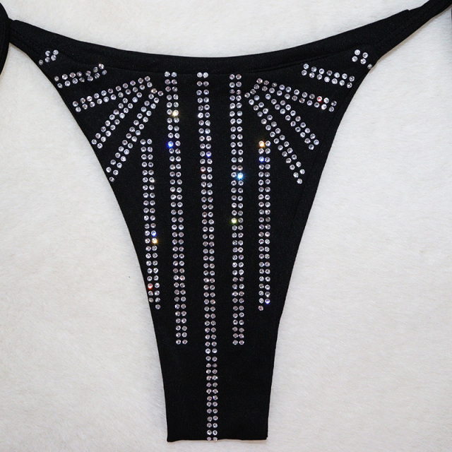 Black Diamond Two Piece Bikini Set Stripper Club Wear Exporter