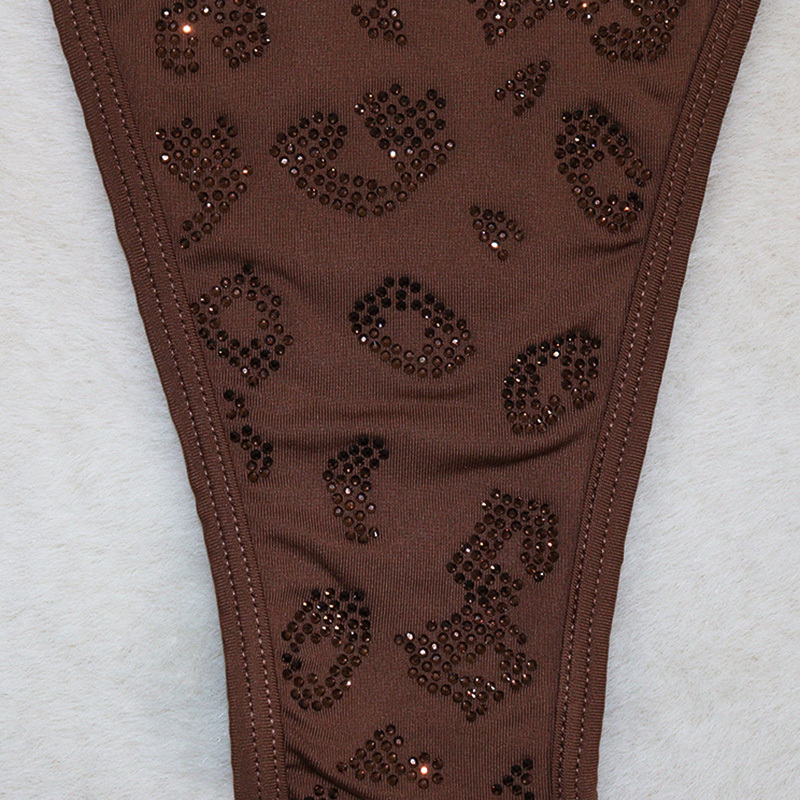 Brown Cheetah Printed Backless Bodysuit Pole Competition Outfits Wholesale