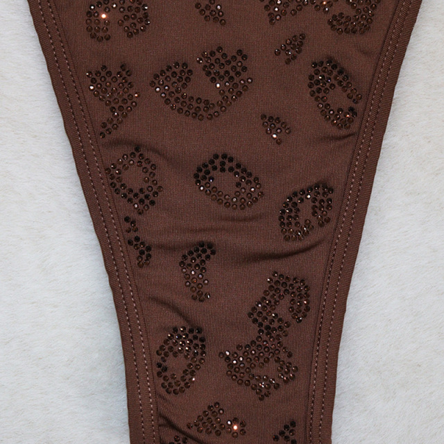 Brown Cheetah Printed Backless Bodysuit Pole Competition Outfits Wholesale