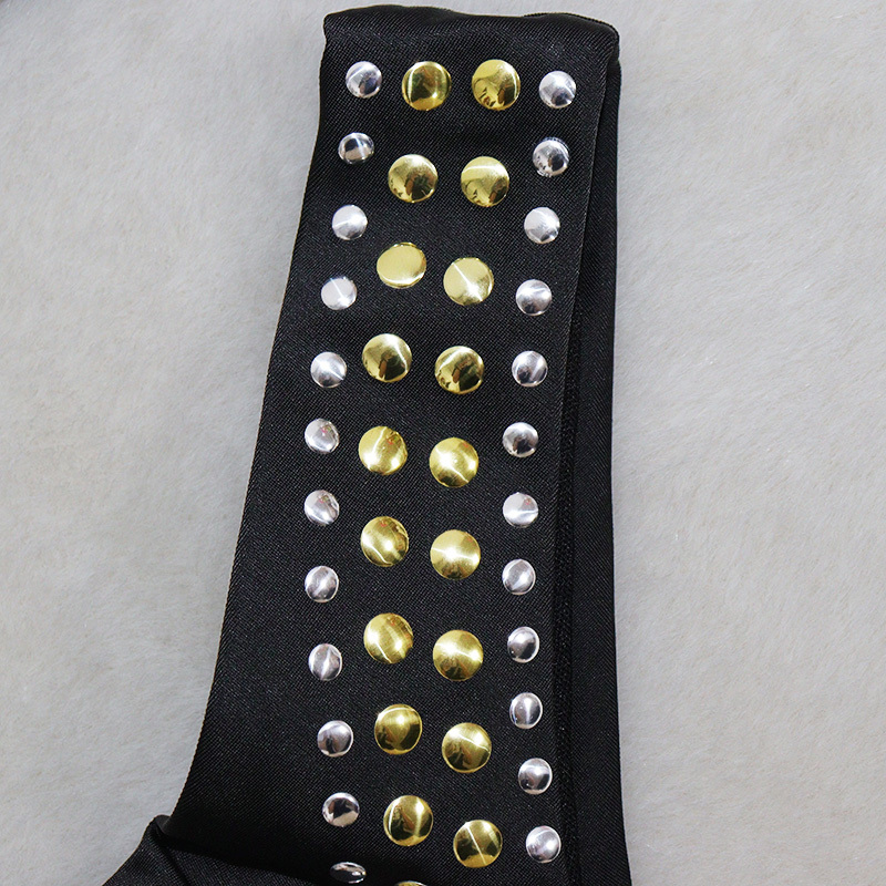 Black Rivet Decor High Waist Bathing Suit for Stripper Outfit Exporter
