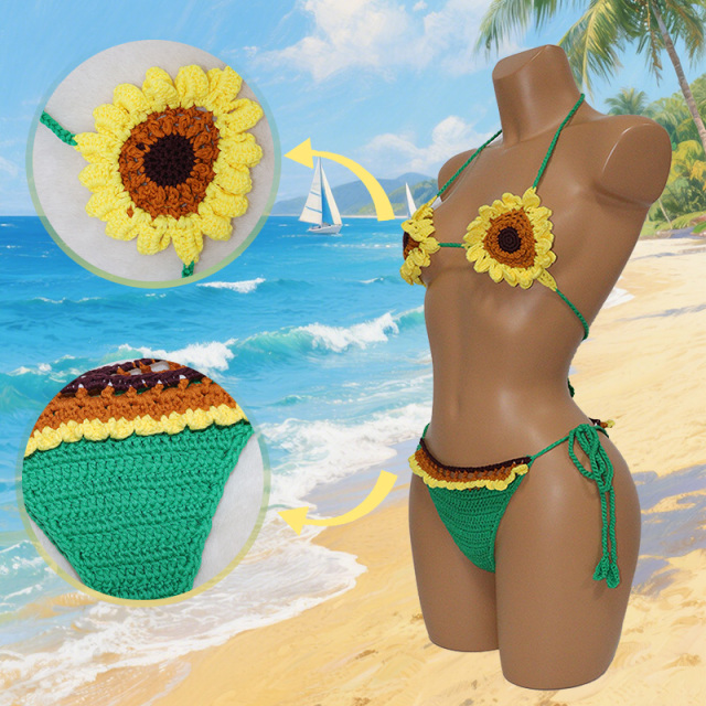 Casual Sunflower Shaped Crochet Bikini Beachwear Manufacturer