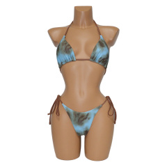 Blue Tie Dye Bathing Suit Beachwear Supplier