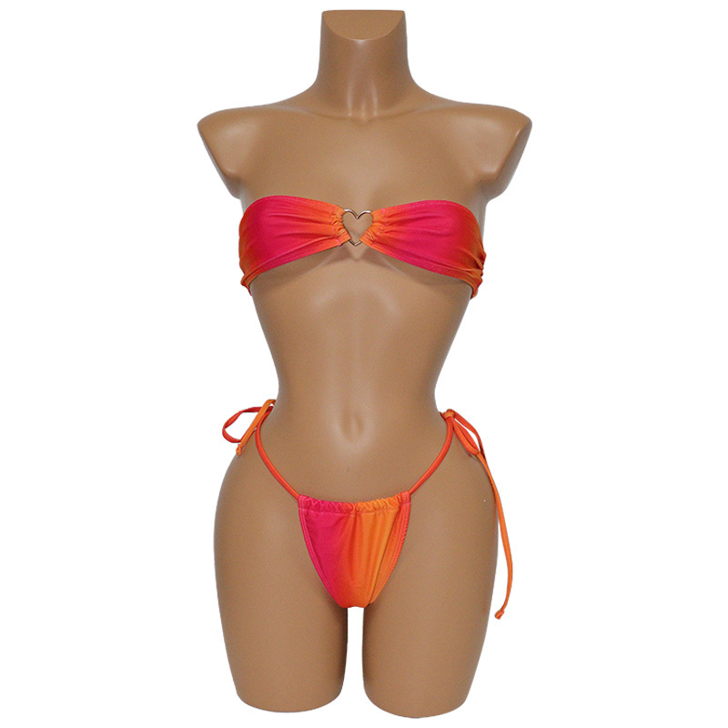 Gradient Orange Tie Dye Bandeau Bikini for Sexy Ladies Wholesale