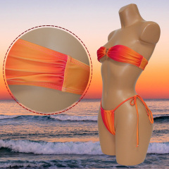 Gradient Orange Tie Dye Bandeau Bikini for Sexy Ladies Wholesale