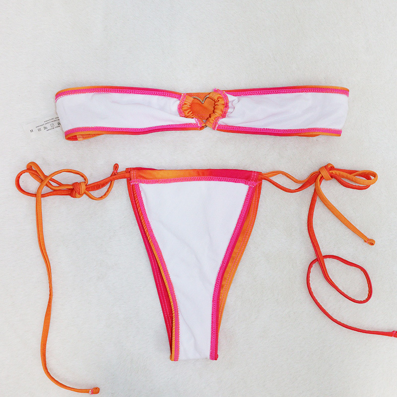 Gradient Orange Tie Dye Bandeau Bikini for Sexy Ladies Wholesale