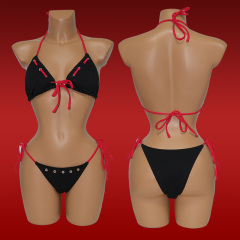 Black Tie Up Triangle Bikini with Grommet Exporter